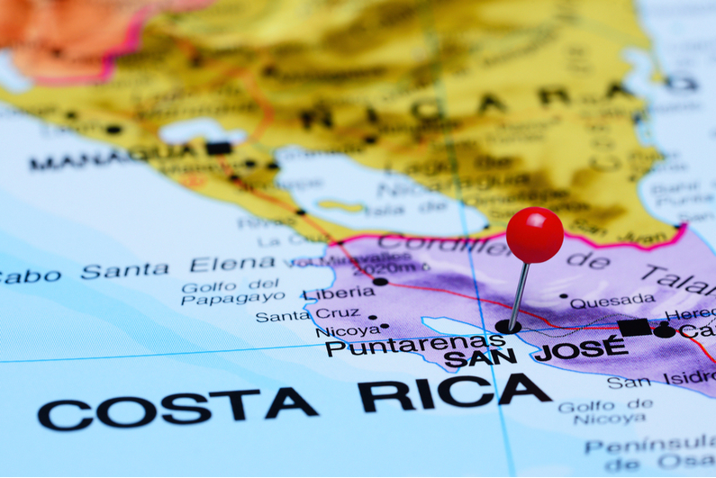 Costa Rica on map