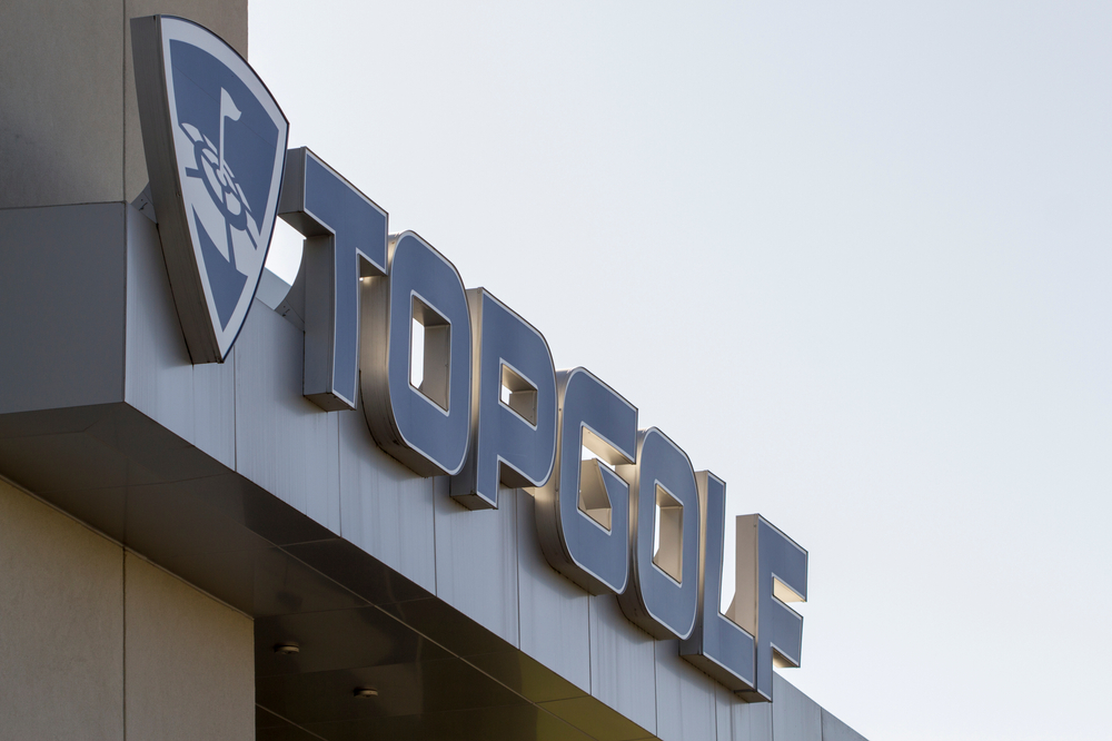 Topgolf logo sign at company property in Oregon