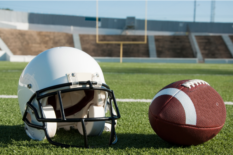 American football with helmet